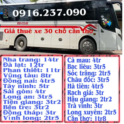 Bảng Giá Thuê Xe Ô Tô 30 Chỗ Trọn Gói Tại Cần Thơ