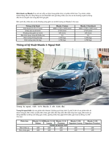 Kích Thước Xe Ô Tô Mazda 3: Thông Số Đầy Đủ Theo Từng Đời Kích Thước Xe Ô Tô Mazda 3: Thông Số Đầy Đủ Theo Từng Đời