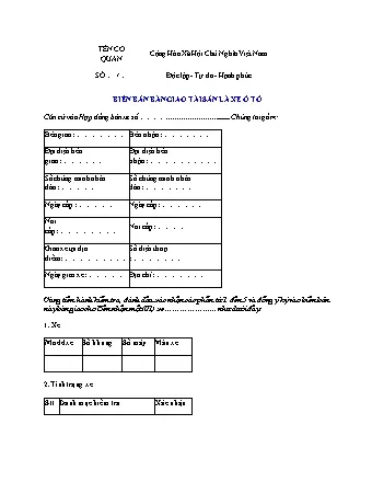 Biên Bản Bàn Giao Xe Ô Tô: Hướng Dẫn Chi Tiết Và Mẫu Biên Bản Bàn Giao Xe Ô Tô: Hướng Dẫn Chi Tiết Và Mẫu