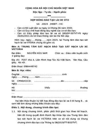 Hợp Đồng Đào Tạo Lái Xe Ô Tô: Nội Dung Và Lưu Ý Quan Trọng Hợp Đồng Đào Tạo Lái Xe Ô Tô: Nội Dung Và Lưu Ý Quan Trọng