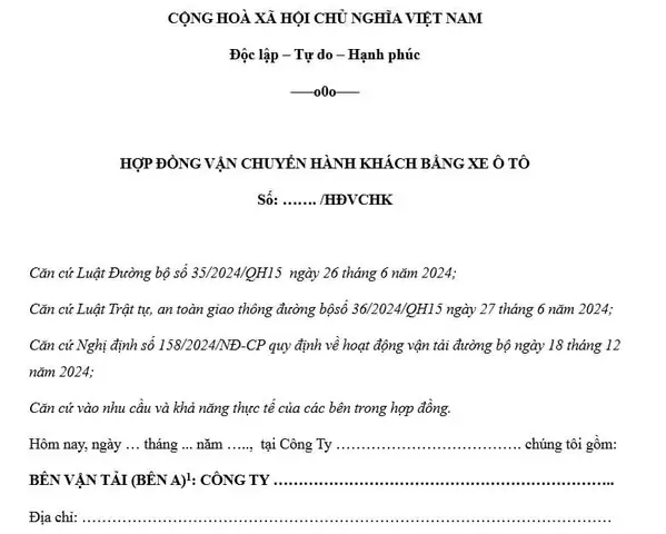 Vận Chuyển Hành Khách Bằng Xe Ô Tô: Hợp Đồng, Quy Trình Và Yếu Tố An Toàn