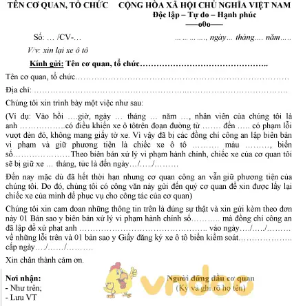 Ma Công Văn Cấp Lại Bien Xe Ô Tô