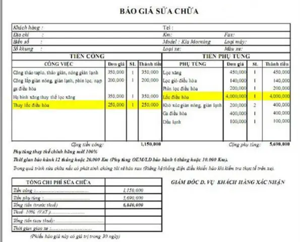 Hướng Dẫn Chi Tiết Mẫu Báo Giá Sửa Chữa Xe Ô Tô Chuẩn Hướng Dẫn Chi Tiết Mẫu Báo Giá Sửa Chữa Xe Ô Tô Chuẩn