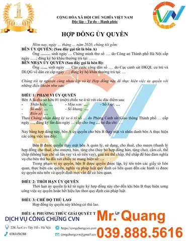 Mẫu Hủy Hợp Đồng Ủy Quyền Veà Xe Ô Tô Mẫu Hủy Hợp Đồng Ủy Quyền Veà Xe Ô Tô
