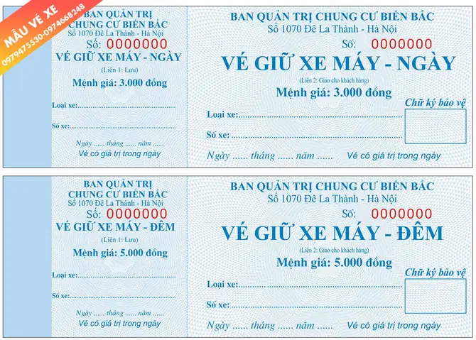 Mẫu Phiếu Trông Giữ Xe Ô Tô Tháng