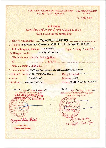 Mẫu Tờ Khai Nguồn Gốc Xe Ô Tô Nhập Khẩu Mẫu Tờ Khai Nguồn Gốc Xe Ô Tô Nhập Khẩu