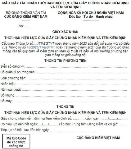 Mẫu Văn Bản Giám Định Lại Xe Ô Tô