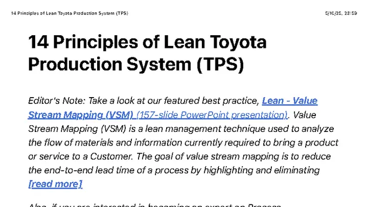 Lean Toyota Principles