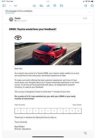 Toyota Email
