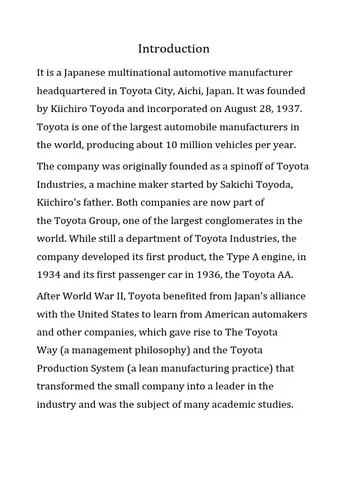 Toyota Introduction