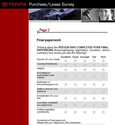 Toyota Survey Toyota Survey