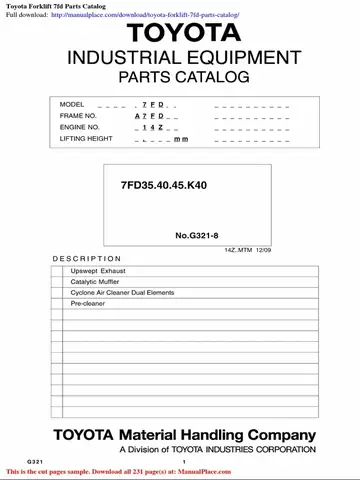 Catologue Forklift Toyota