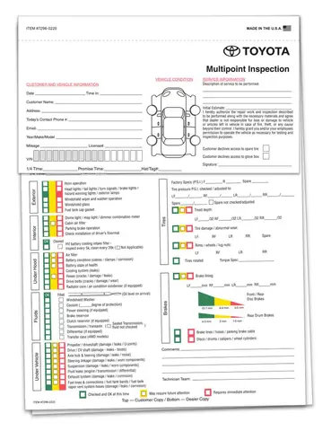 Check Sheet Toyota