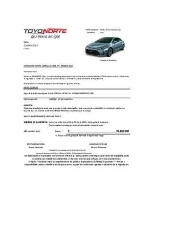 Cotizacion De Toyota