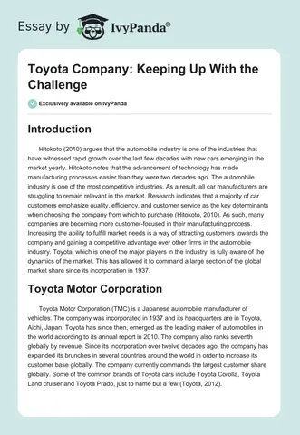 Introduce Toyota Company Introduce Toyota Company