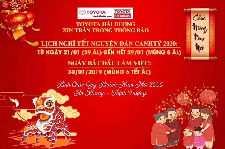 Lịch Nghỉ Tết Toyota 2020