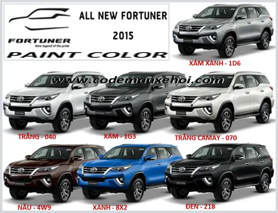 Mã Màu Sơn Toyota