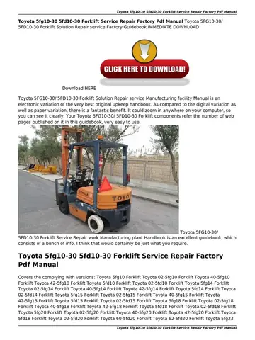 Manual Forklift Toyota 5fgl10 Pdf
