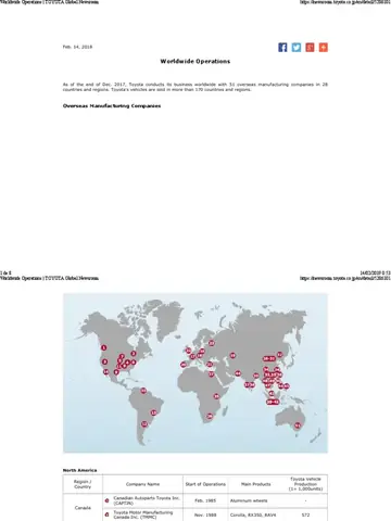 Map Of Toyota Worldwide Operations Map Of Toyota Worldwide Operations