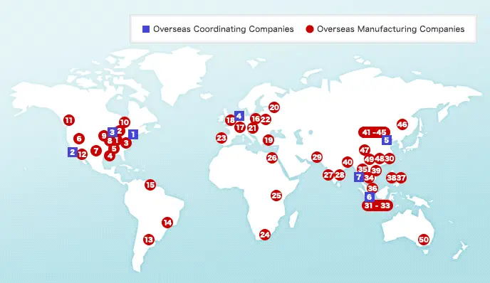 Map Of Toyota Worldwide Operations