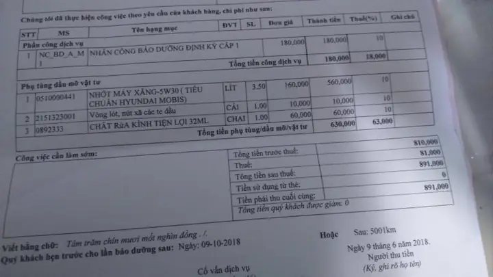 Phí Bảo Dưỡng 1000km Toyota Phí Bảo Dưỡng 1000km Toyota