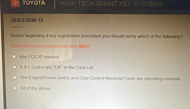 Smart Key System Toyota Training