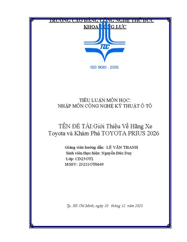 Tiểu Luận Về Công Ty Toyota