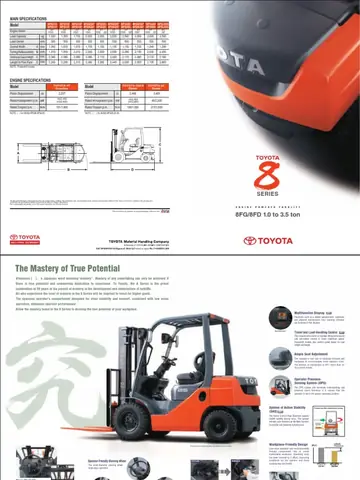 Toyota 8 Series Forklift Specifications
