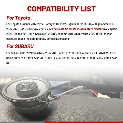 Toyota Altis 2010 Speaker Size