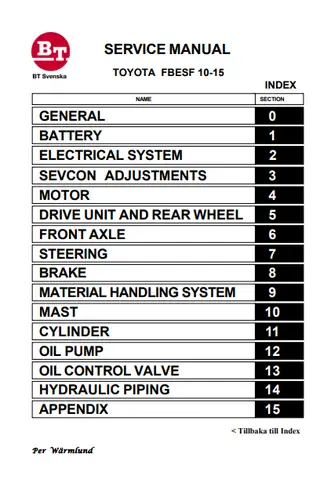 Toyota Bt Forklift Service Manuals