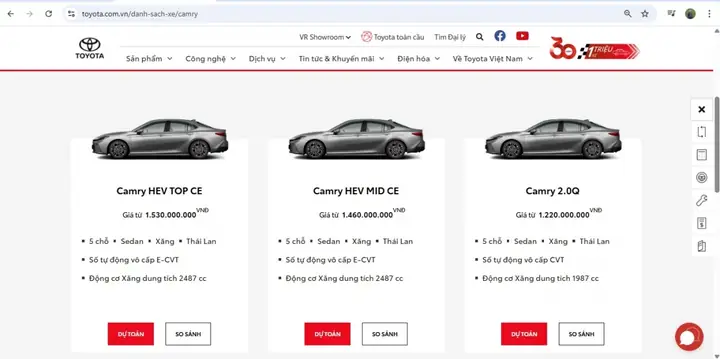 Toyota Camry Trim Levels Comparison