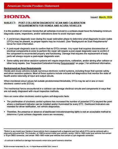Toyota Collision Repair Position Statements