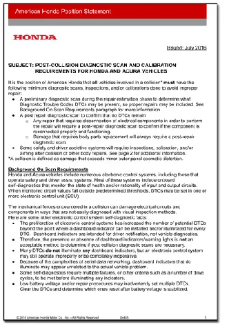 Toyota Collision Repair Position Statements Toyota Collision Repair Position Statements