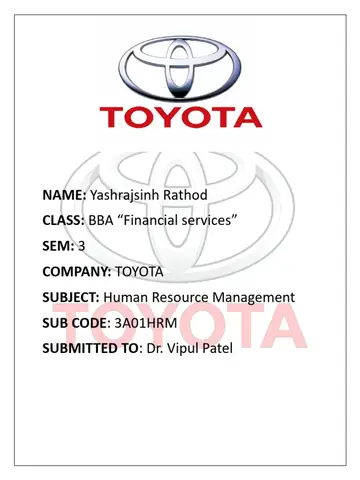 Toyota Company Profile Pdf