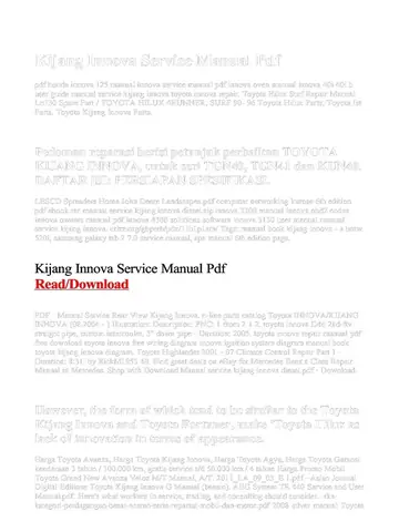 Toyota Innova Maintenance Manual