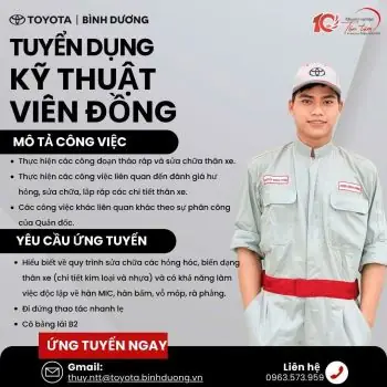 Toyota Tuyển Dụng Kỹ Thuật Viên