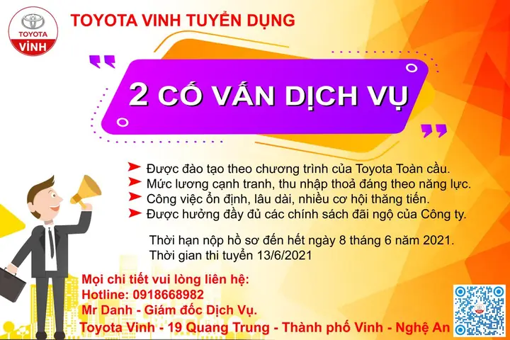Toyota Vinh Tuyển Dụng Toyota Vinh Tuyển Dụng