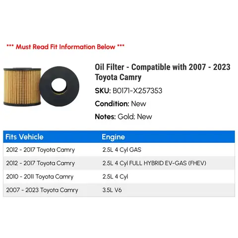 2017 Toyota Camry Le Oil Type