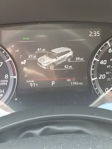 2019 Toyota Highlander Tire Pressure Display