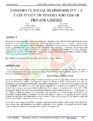 Analysis Of Toyota Corporate Social Responsibility
