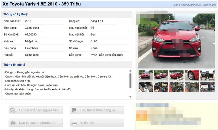 Bán Xe Toyota Yaris E 2016