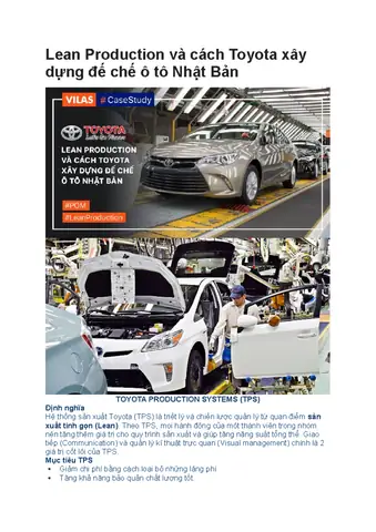Chiến Lược Chi Phí Thấp Của Toyota Chiến Lược Chi Phí Thấp Của Toyota