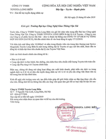 Co Ng Ty Tnhh Toyota Long Biªn