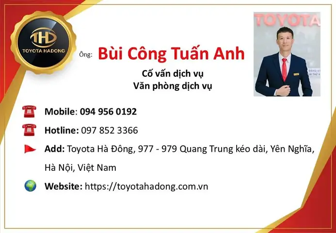 Cố Vấn Dịch Vụ Toyota Hà Đông Cố Vấn Dịch Vụ Toyota Hà Đông