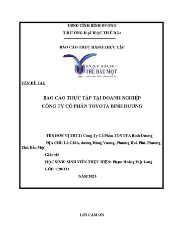 Công Ty Cổ Phần Toyota Bình Dương Công Ty Cổ Phần Toyota Bình Dương