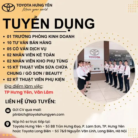 Công Ty Toyota Hưng Yên Tuyển Những Vị Trí