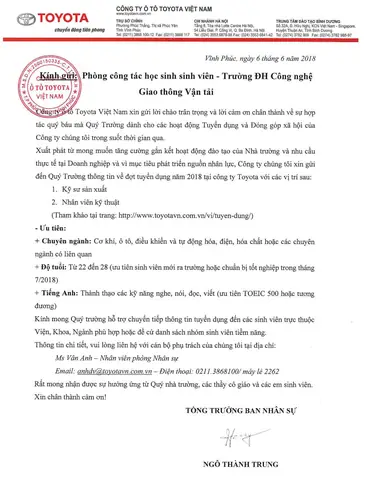 Công Ty Toyota Việt Nam Tuyển Dụng Công Ty Toyota Việt Nam Tuyển Dụng