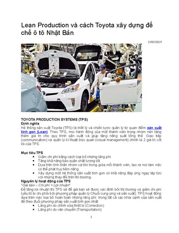 Giảm Chi Phí Sản Xuất Bởi Toyota Giảm Chi Phí Sản Xuất Bởi Toyota
