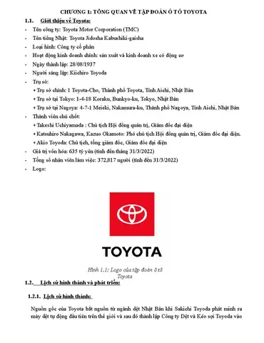 Giới Thiệu Về Công Ty Toyota Nhật Bản Giới Thiệu Về Công Ty Toyota Nhật Bản
