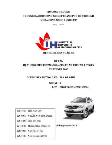 Hệ Thống Điện Thân Xe Toyota Vios 2009